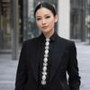 Black Rhinestones Tie Academic Style Decoration Shirt Tie Temperament Long Necktie  Students
