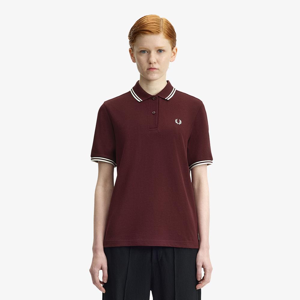 FRED PERRY [G3600] Twin Tip Fred Perry Shirt - Oxblood/Ecru Afpf2613600-597