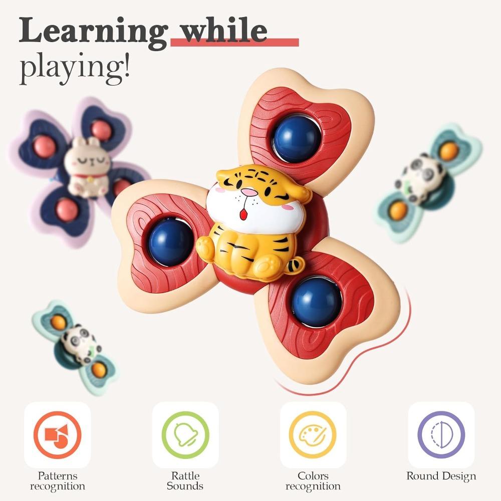 3-piece suction cup spinning toy set, suitable for 1-year-old boys and girls, baby bath toy (1 set, in OPP bag)