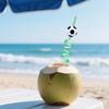Football Themed Cartoon Spiral Straw Set with Creative Design 10PC
