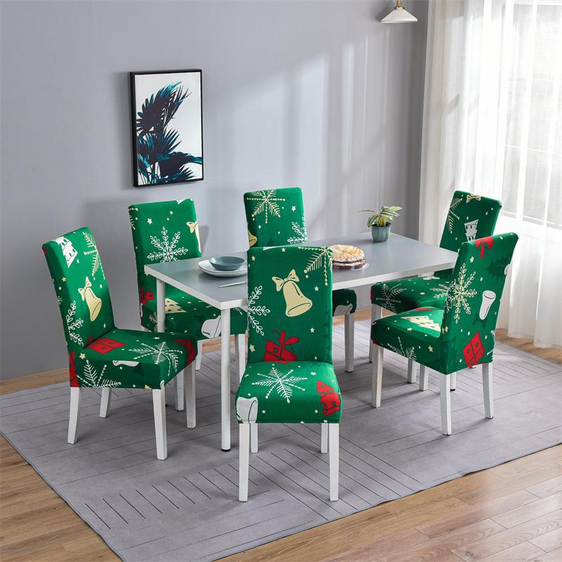 1/2/4/6Pcs Christmas Elastic Chair Cover For Dining Room Santa Claus Xmas Kitchen Home Decorative Spandex Slipcovers Seat Covers