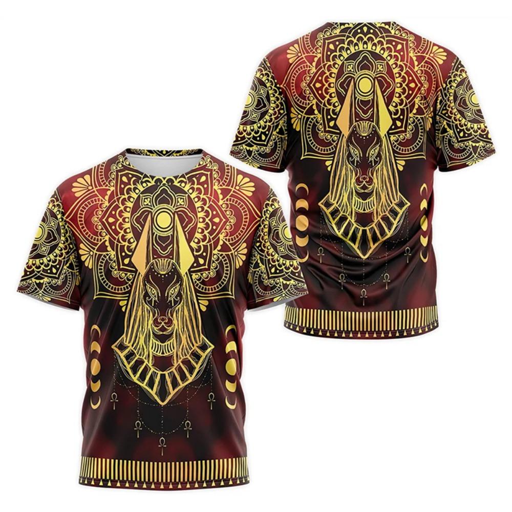 Ancient Egypt Pharaoh Anubis Pattern 3D Print T-Shirts Men Women Short Sleeve T Shirt Unisex Harajuku Y2k Tees Tops Kids Clothes