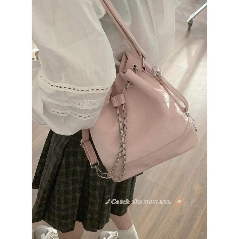 Women's Bag 2025 Spring New Pink Bucket Bag Simple Chain Backpack One Piece Delivery Spring New Product