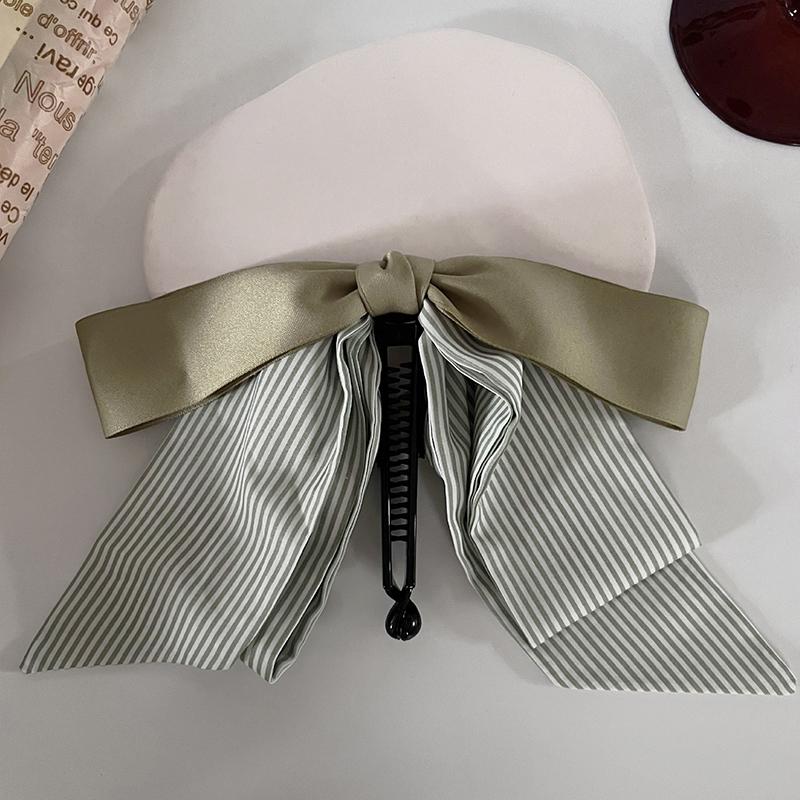 Fashion Ribbon Bow Banana Clip Simple Headwear For Women Girls Versatile Hair Claw Temperament Hairpin Headdress Vertical Clip