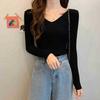 Spring and Autumn New Slim-fit Long Sleeve Bottom Knitted Sweater Low Neck Inner Sweater Women