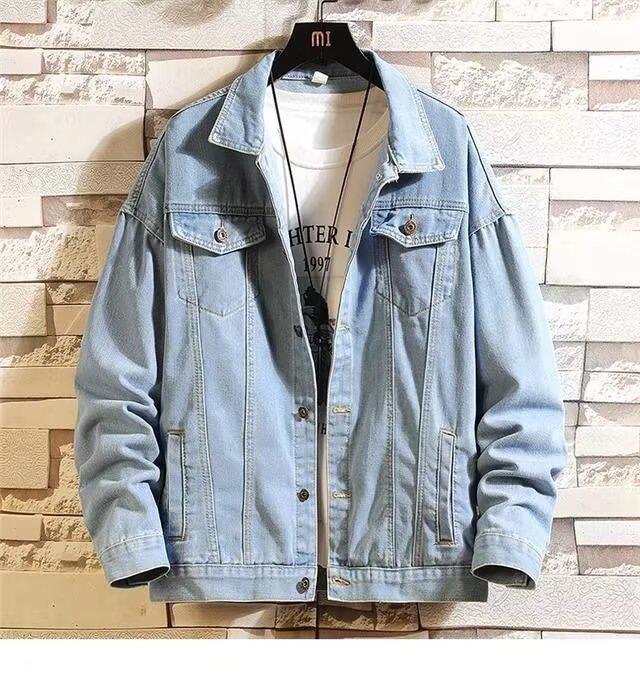 Veste en jean rétro pour homme - Streetwear décontracté Printemps/Automne, Col rabattu polyvalent, Style workwear élégant.