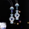 Women's Light Luxury Design Ancient Style Stereoscopic Earrings Fashionable Long and Versatile Blue and White Porcelain Earrings