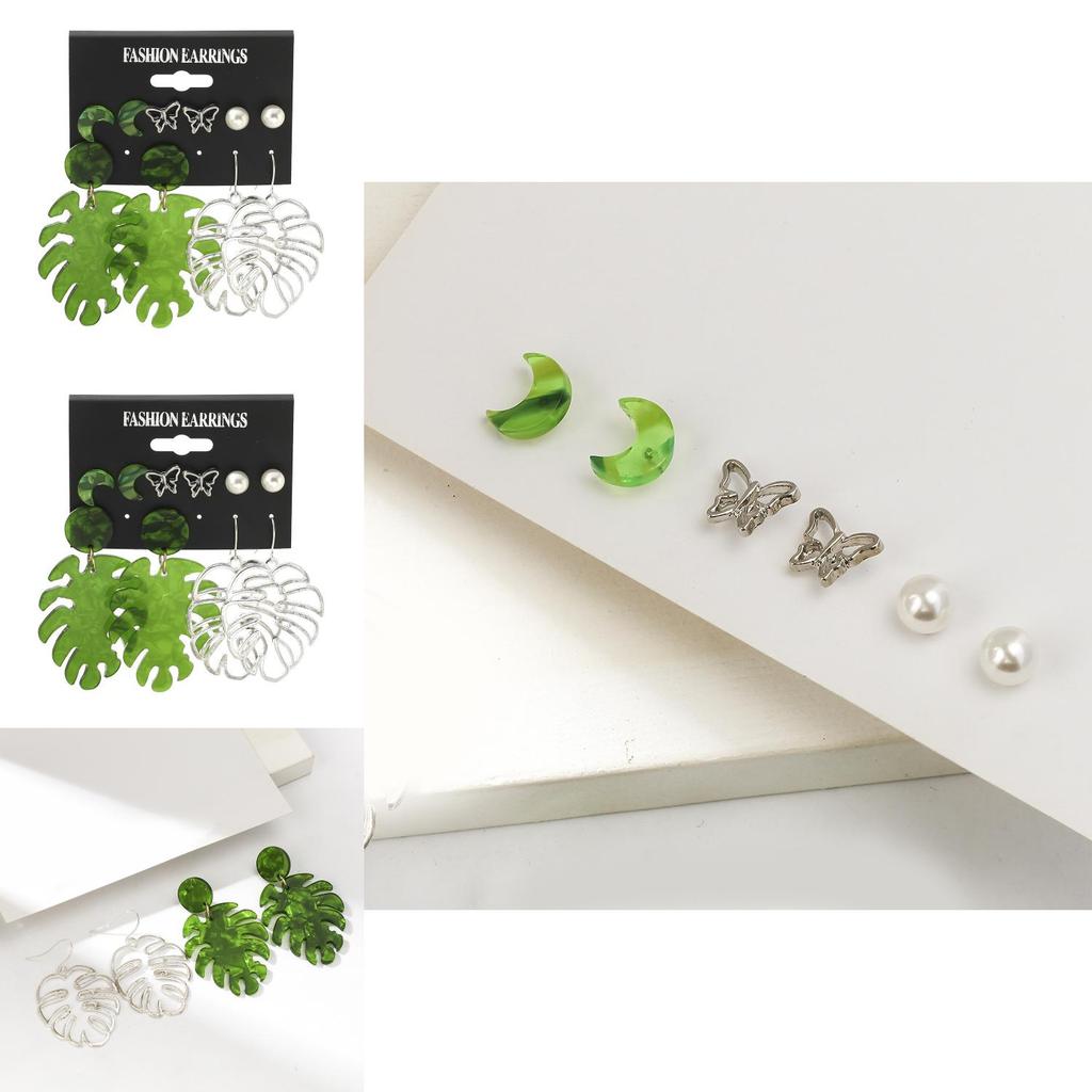 Fashion Forward Acrylic Leaf Earrings For Women European American Style With Butterfly Pattern