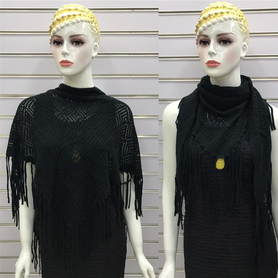 Autumn New Solid Color Triangle Fringe Wool Scarf Knitted Shawl Triangular Scarf Wrap