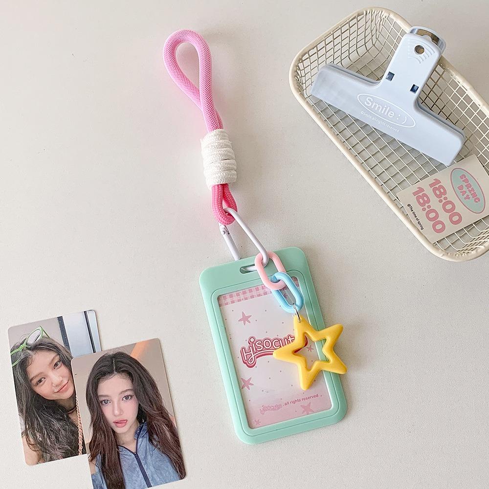 Star Pendant Photos Protective Cover Sliding Cover ID Card Storage Cute Students Card Holder