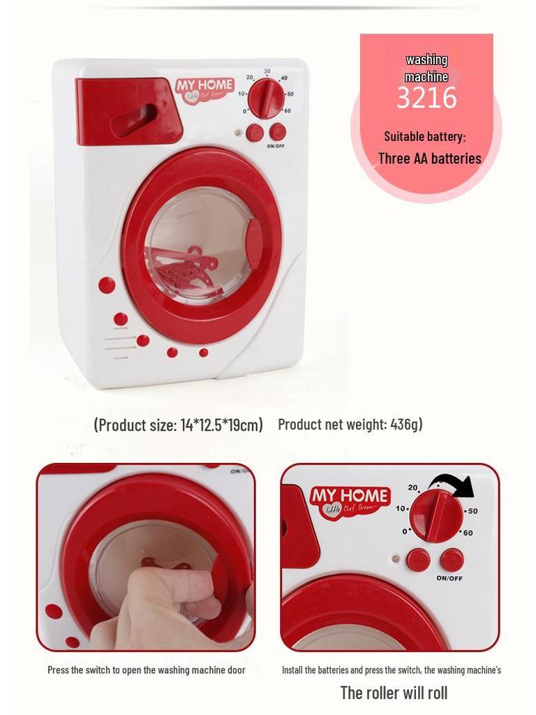 Kids' Play Kitchen Set: Iron, Vacuum, Washer, Juicer