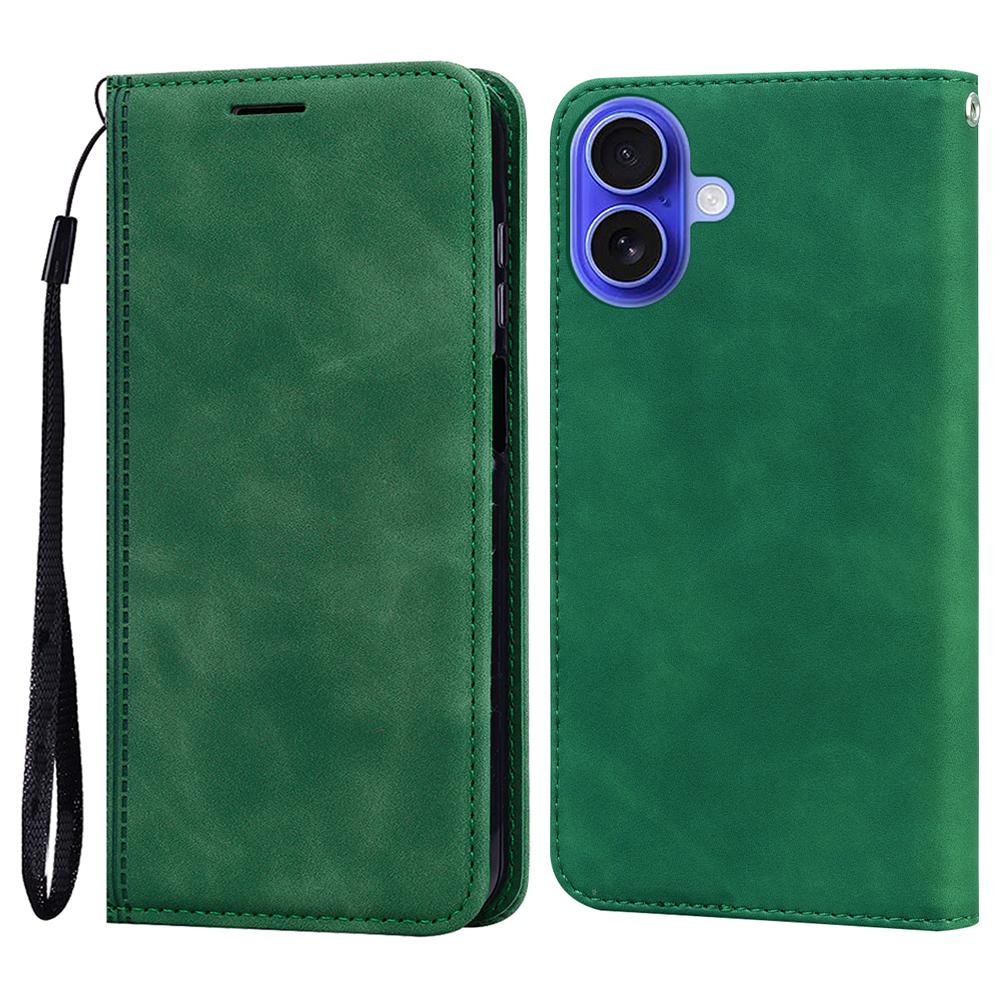 For iPhone 16 Case Business Style Magnetic Closure Leather Phone Cover with Strap