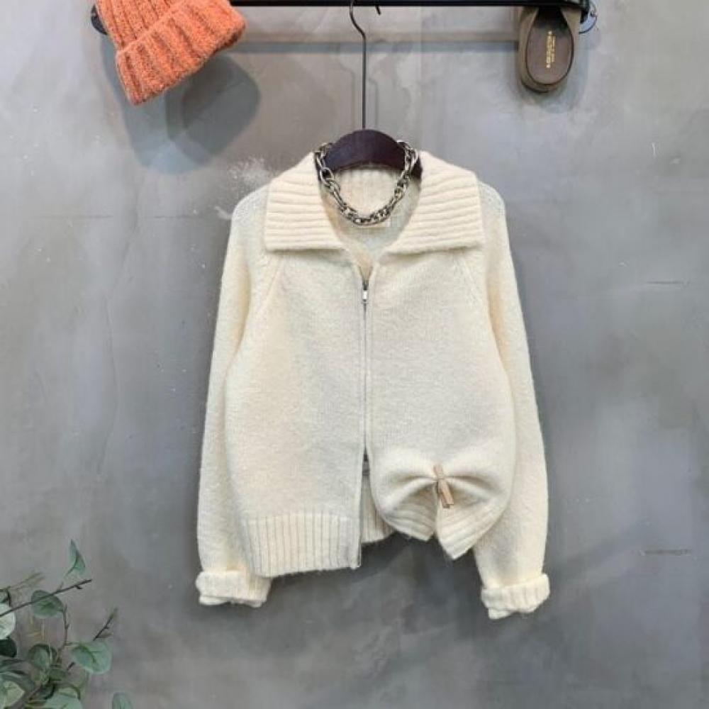 C S In The Room Motty Wool Two Way Zip Raglan Long Sleeve Knit Zip Up 4 ColorS