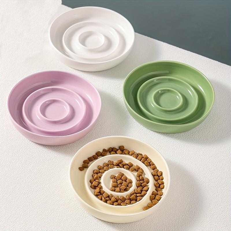 Ceramic Slow Feeder Cat Bowl - Protects Cervical Spine for Kittens Under 10 Months, Non-Tip Small Dog Food Dish, Suitable for Cats & Small Dog Breeds