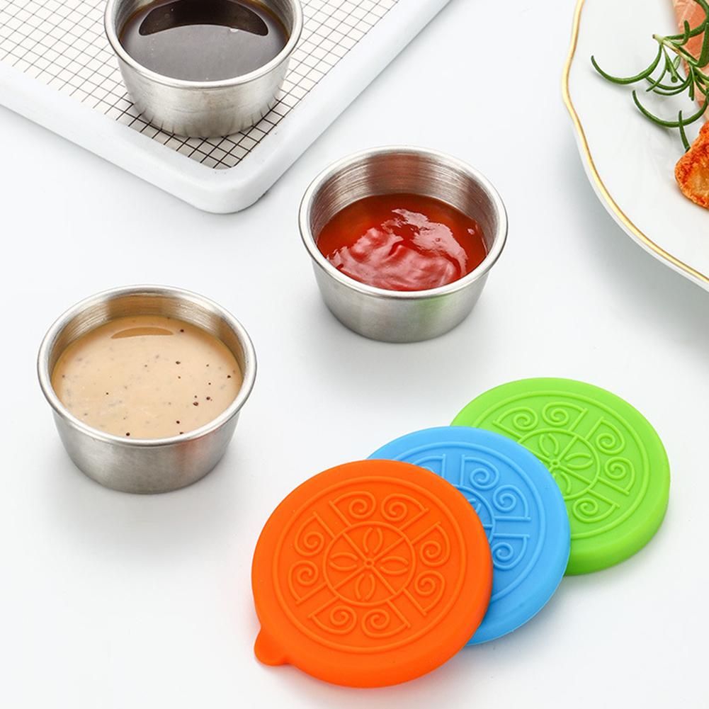6 Stück Kleine Gewürzbehälter mit Deckel Auslaufsicheres Edelstahl Saucenbecher-Set für Camping