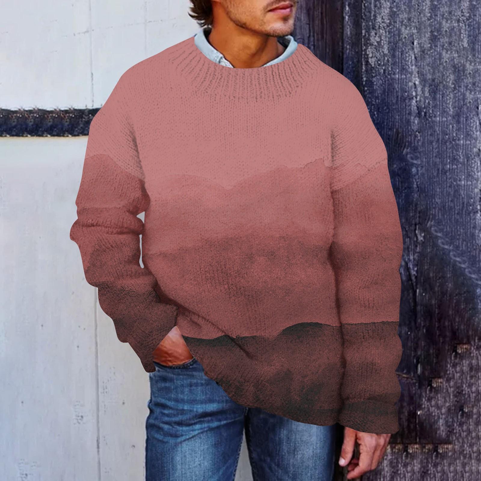 

Мужской принтованный искусственный свитер, толстовка с круглым вырезом, свободный топ с длинными рукавами XL красный