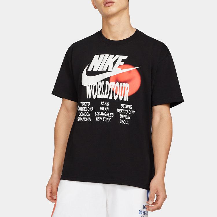 Nike T Shirts Men's Black Crew Neck Moderate Straight Fit (Unisex) T-Shirts DA0938 010