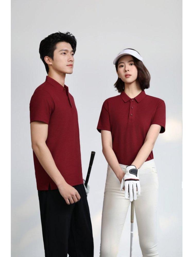 Solid Color T-Shirt Summer Women's and Men's Lapel Short Sleeve YG-258/256
