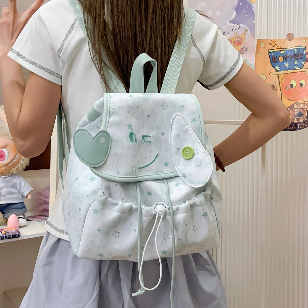 Schoolbag Korean drawstring flip backpack women's new lightweight cute girl travel backpack girls campus commuter schoolbag