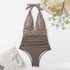 Tight Swimsuit Women One Piece Sexy Gradient Halter Neck Backless Swimwear Women Fashion Beach Vacation Elegant Swimwear
