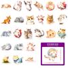 50 Watercolor Cat Stickers Cartoon Cute Cat Watercolor Stickers Decorative Luggage Guitarist Ledger Stickers