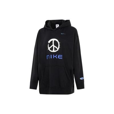 Brand Logo Printed Plain Hoodie Long-sleeve Sweatshirt for Women Black