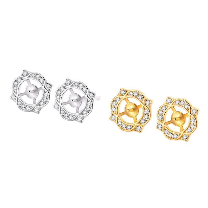 S925 Silver Pearl Earrings: Empty Setting Ear Wire, Hoop, Hook, Stud, Pendant, and Bottom Setting.