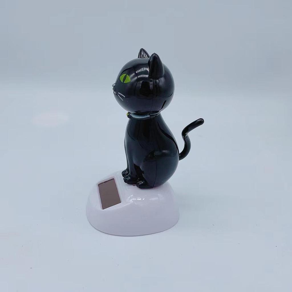 Solar-Powered Wiggling Cat Dashboard Figurine - Creative Cartoon Ornament & Children's Toy Gift