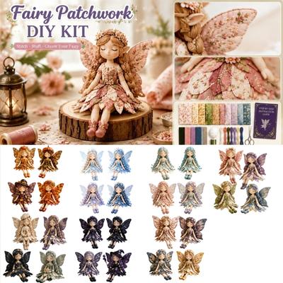 Feen-Patchwork DIY-Materialset für handgefertigte dekorative Puppenbasteln mit detailliertem Blattdesign und eleganter Flügelform