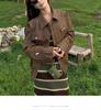 Women's Brown PU Leather Retro Motorcycle Jacket for Spring & Autumn