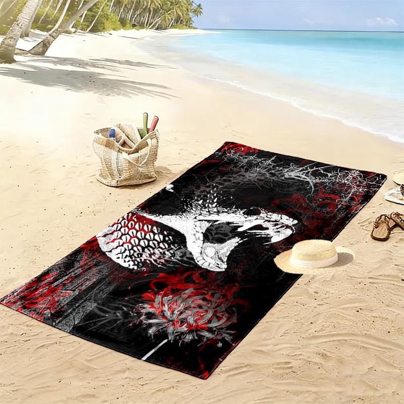 Gothic Skull Print Beach Towel, Large Soft Quick Dry Towel for Beach Camping Swimming