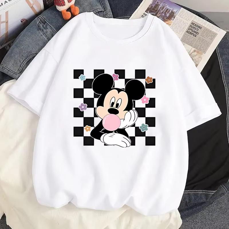 

Disney Creative Mickey Mouse Pattern Tshirt Tops Summer Unisex Casual Short Sleeves Streetwear Tshirts Tops Harajuku T Shirts 3XL