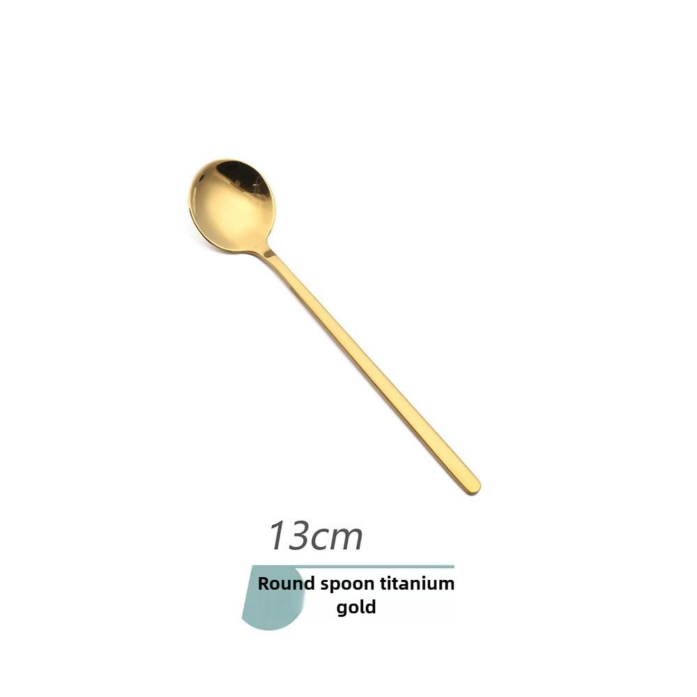Edelstahl Kreativer Sand Eis Löffel Einfarbiges Geschirr Milchtee Langer Stiel Mischlöffel Eis Dessert Runder Löffel