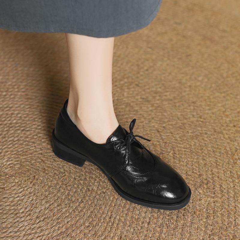 

Новые женские туфли-одинарки с круглым носком, на шнуровке, на толстой подошве, нескользящие, резиновая мягкая подошва, низкий верх, для носки в четыре сезона, повседневные женские туфли-одинарки 39 чёрный