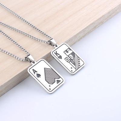 Men's Spade Pendant Necklace: Stainless Steel, Hip Hop Style, Hoodie Chain, Couple Accessories.