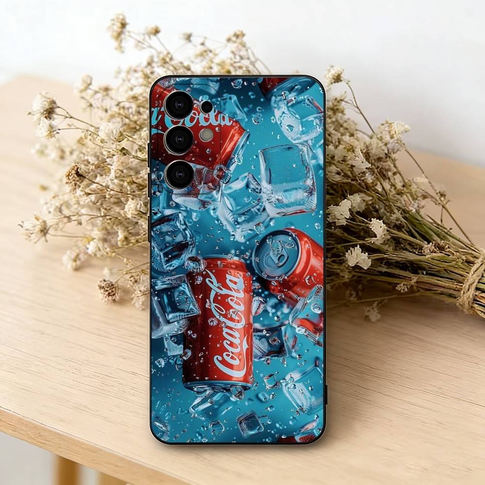 CocaS-S Fashion C-Cola Phone Case Black Silicone Soft For Samsung S25,S24,S21,S22,S23,S30,Ultra,S20,Plus,Fe,Lite