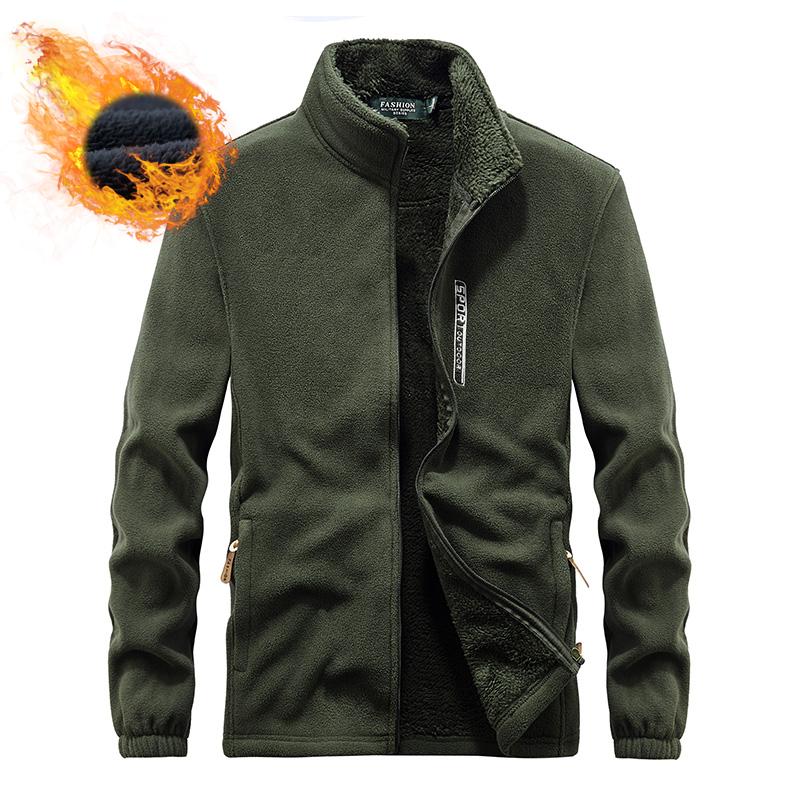 Male Thicken Sweatshirts Fleece Jacket Pockets Jacket Cold-Proof Thicken Overcoat Autumn Winter Outdoor Warm Coat