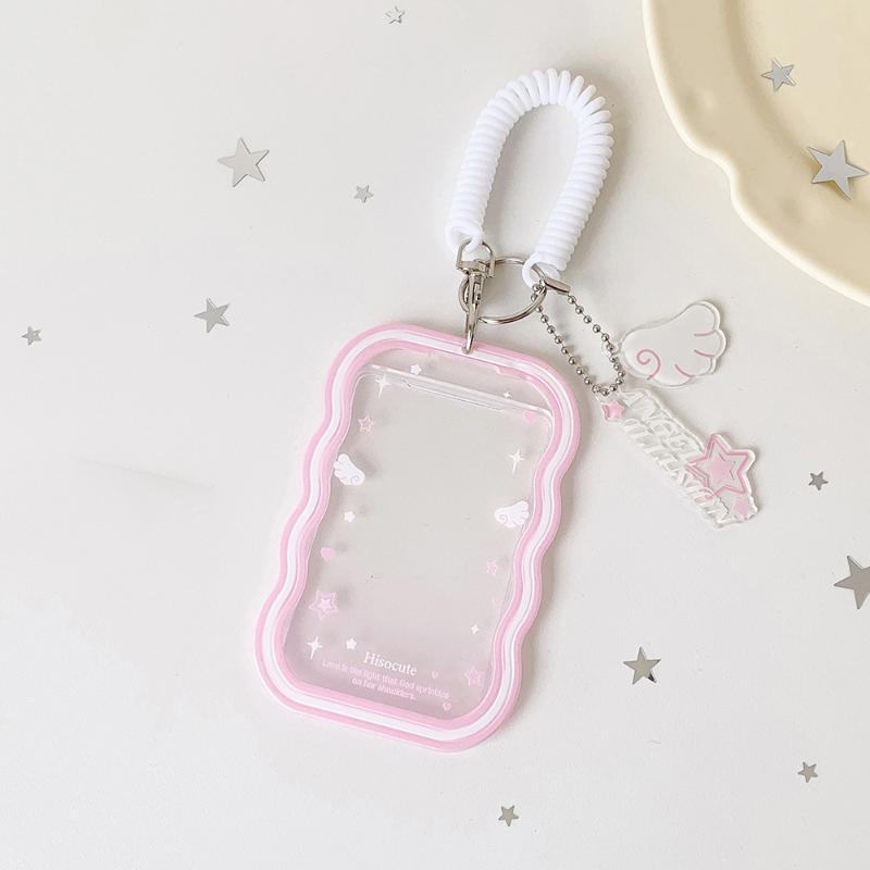 Kpop Fashion Simple Photo Card Holder Cute Idol Photo Storage Card Bag Elastic Rope Pendant Cute Charm Accessory Gift