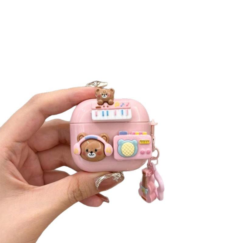 Cartoon Music Bear Earphone Case for Apple AirPods 1 /1/1 Music Pendant Pro1 Anti-drop Protective Case