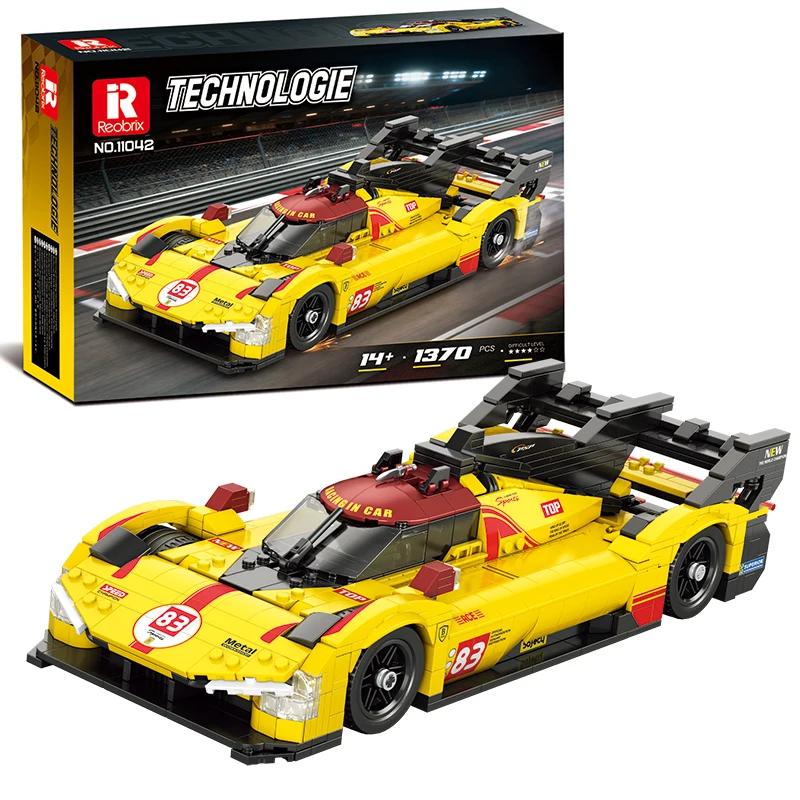 Ungiftig 1370 Teile Gelbes Supercar Bausteine V6 Motor Rennwagen 1:16 Modellbausteine Schreibtisch-Ornament Kinder DIY Spielzeug Weihnachtsgeschenke