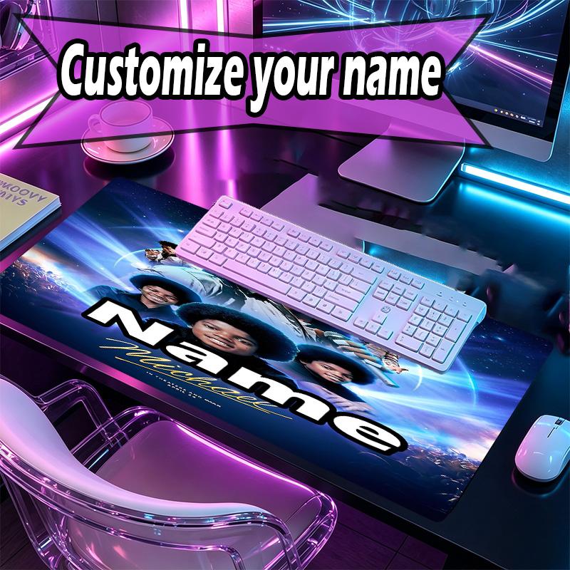 Custom Name Personalized Michael Jackson Pattern Mousepad, Laptop PC Desk Mat, Decorative Desk Mat for Home Keyboard Pad Gift