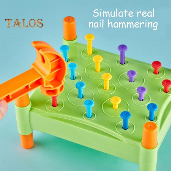 Juguete de Tablero de Golpear Uñas para Bebés con Bolsa de Almacenamiento de Martillo Habilidades Motoras Finas Concentración Entrenamiento de Fuerza Niños Pequeños Educativo Tablero de Clavijas de Doble Cara