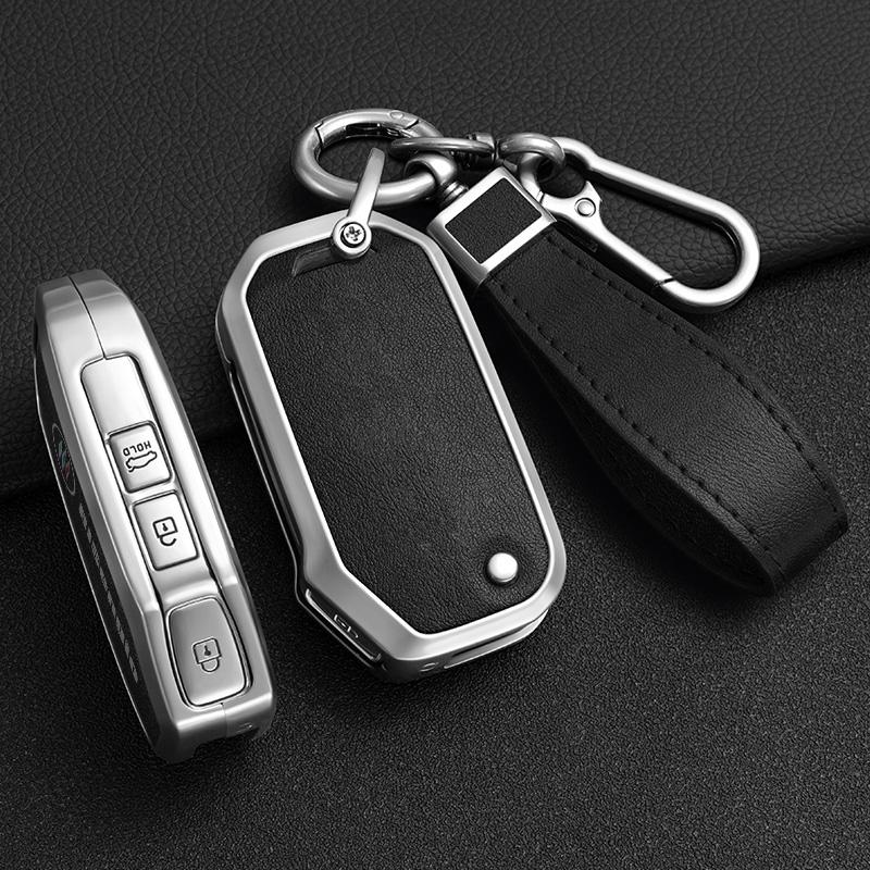 Zinc Alloy + Leather Car Key Case Cover For KIA Ceed 2023 CD Forte 2018 2019 2021 Cerato 2019 K3 Gt Seltos Sportage 2020 Sorento