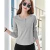 [JHIJSC] t-shirt ladies long sleeve spring cotton tight Plain color Fashionable cute big size (JP, alphabet, L, gray)