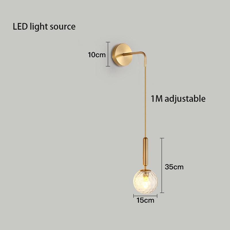 Nordic LED Glass Wall Lamp Bedroom Bedside Light Living Room Decorative Lamp Modern Hotel Lamp Creative Luxury Wall Light Gold
