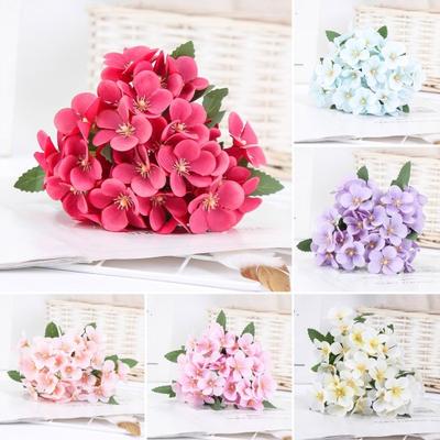 Artificial Begonia Flower Branch with Stem 5 Fork 35 Head Home Wedding Party Faux Crabapple Flower Floral Arrangement Indoor Outdoor Decoration