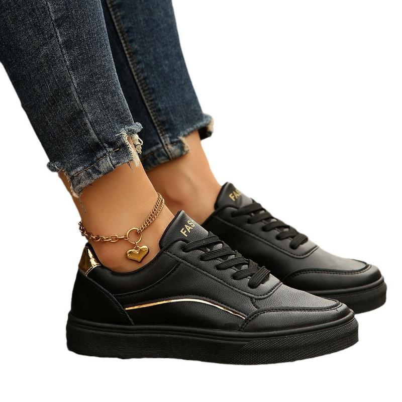 New Round Head Solid Color Little White Shoes Casual Single Shoes Trendy Women's Shoes