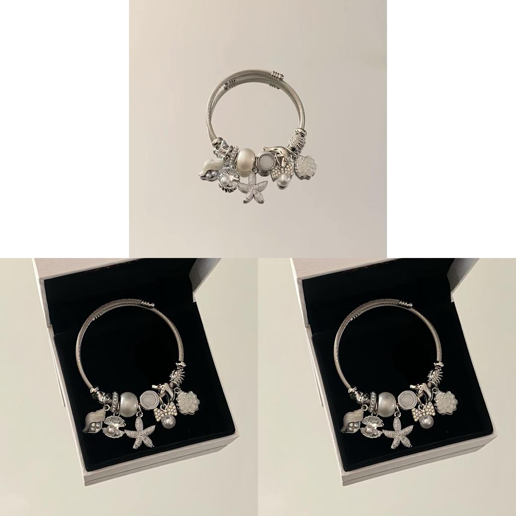 Handcrafted Shell Beaded Bracelet For Women Summer Beach Jewelry With Stainless Steel Material