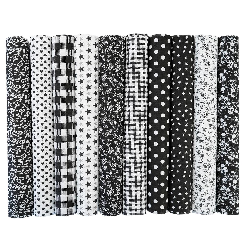 100-Color Patchwork Cloth Set: Floral, Plaid & Polka Dot Plain Weave Cotton for DIY Crafting