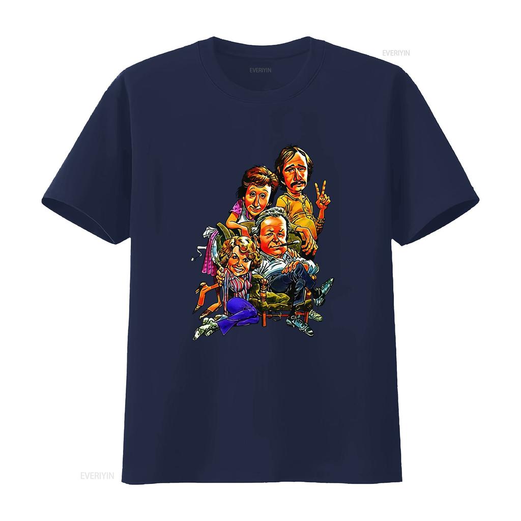 T-shirt Casual con Stampa Personaggio Cartoon Sitcom Classica Retrò Vintage All in the Family vintage Lavata Leggermente alla moda